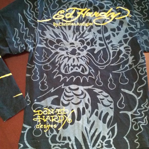 Ed Hardy black layered long sleeve t-shirt NWOT - Picture 3 of 3